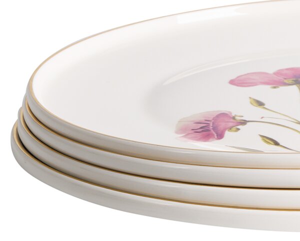 12-dielna sada jedálenského riadu biela porcelán so vzorom kvetov glazúrovaný povrch servis pre 4 osoby kuchyňa jedáleň