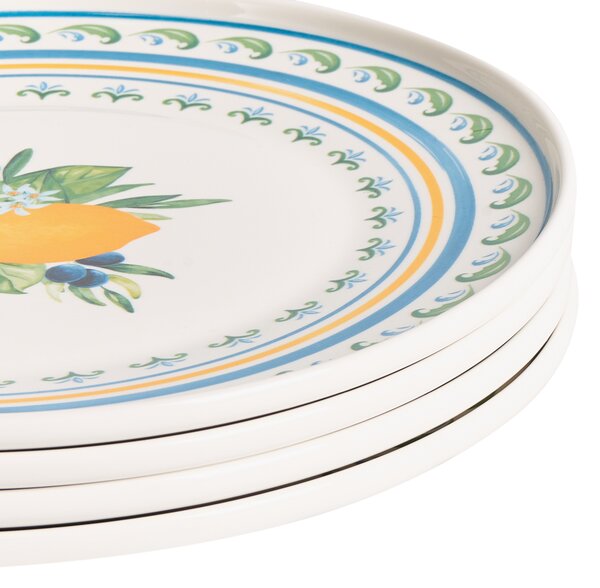 12-dielna sada jedálenského riadu biela zelená porcelán so vzorom citrónov glazúrovaný povrch servis pre 4 osoby kuchyňa jedáleň