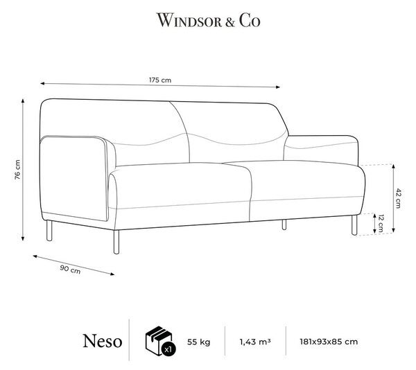 Svetlosivá pohovka Windsor & Co Sofas Neso, 175 cm