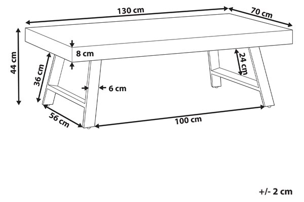 Konferenčný stolík tmavohnedý borovicové drevo MDF 130 x 70 cm stabilné čierne kovové nohy jedáleň obývacia izba industriálny štýl