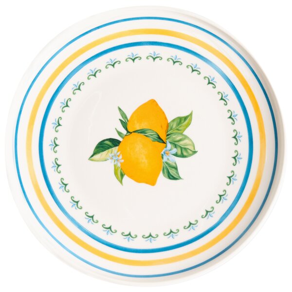 12-dielna sada jedálenského riadu biela zelená porcelán so vzorom citrónov glazúrovaný povrch servis pre 4 osoby kuchyňa jedáleň