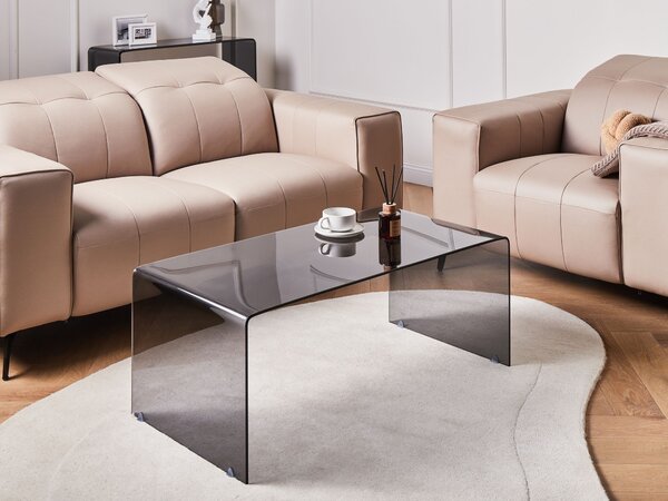 Konferenčný stolík čierny priehľadné tvrdené sklo 100 x 50 cm minimalistický obdĺžnikový moderný