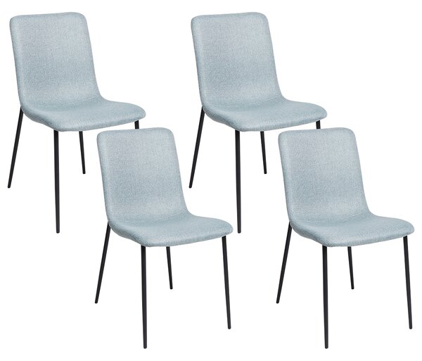 Sada 4 jedálenských stoličiek svetlomodrá látkové čalúnenie polyester železné nohy moderný štýl kuchyňa jedáleň