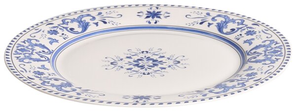 12-dielna sada jedálenského riadu biela modrá porcelán s abstraktným vzorom glazúrovaný povrch servis pre 4 osoby kuchyňa jedáleň