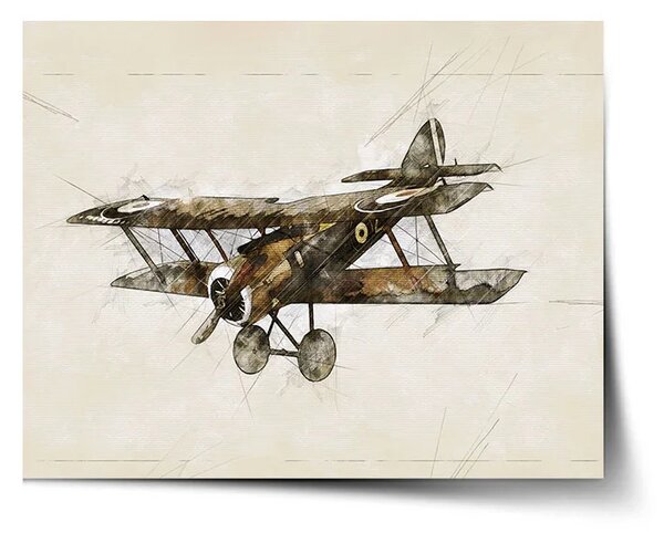 Sablio Plagát Historický dvojplošník Vintage - 60x40 cm