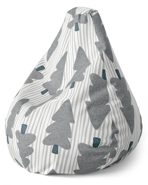 Sablio Sedací vak Pear Sivé stromčeky - 70 x 95 x 15 cm
