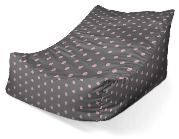 Sablio Sedací vak Lounge Ružové bodky na šedej - 80 x 95 x 50 cm