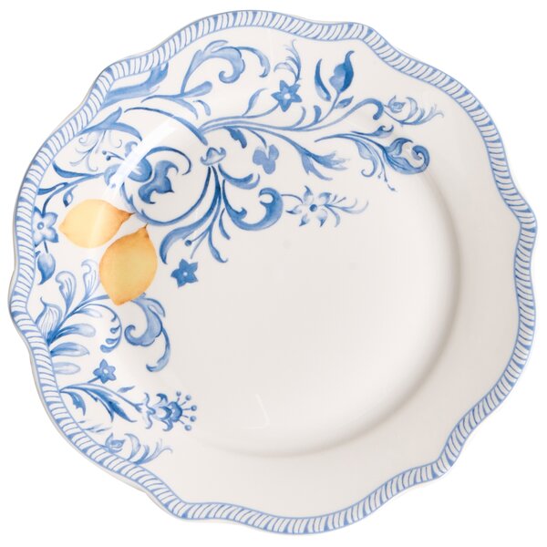 12-dielna sada jedálenského riadu biela modrá porcelán so stredomorským vzorom glazúrovaný povrch servis pre 4 osoby kuchyňa jedáleň