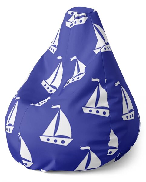 Sablio Sedací vak Pear Biele lode - 70 x 95 x 15 cm