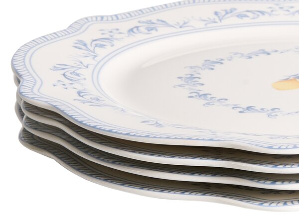 12-dielna sada jedálenského riadu biela modrá porcelán so stredomorským vzorom glazúrovaný povrch servis pre 4 osoby kuchyňa jedáleň