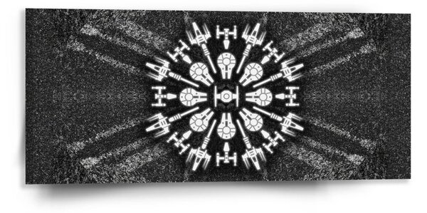 Sablio Obraz Star Wars Vesmírne lode na šedom abstrakte - 110x50 cm