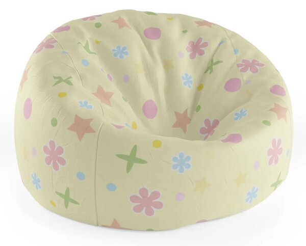 Sablio Sedací vak Cocoon Kvetiny na žltej - 75 x 45 x 35 cm