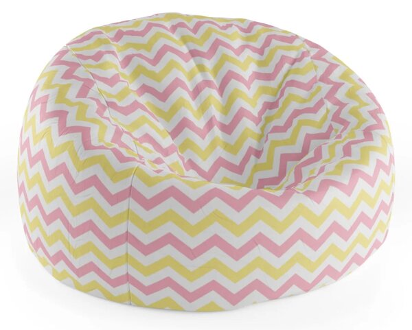 Sablio Sedací vak Cocoon Ružové a žlté cikcaky - 75 x 45 x 35 cm