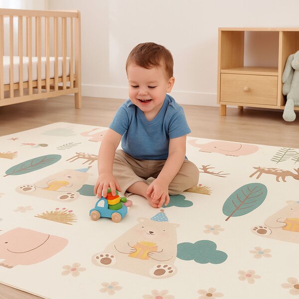 IPLAY dvojstranná edukatívna hracia podložka 200x150 cm XPE, protišmyková, skladacia