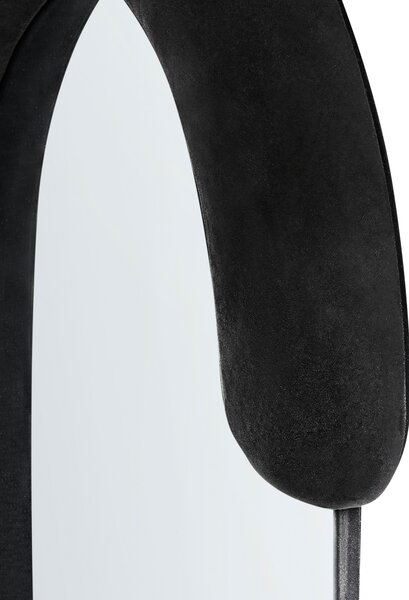 Nástenné zrkadlo čierne MDF zamatový rám sklo 54 x 158 cm oválny tvar závesné na stenu moderný štýl