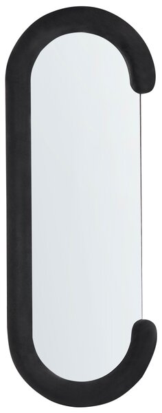 Nástenné zrkadlo čierne MDF zamatový rám sklo 54 x 158 cm oválny tvar závesné na stenu moderný štýl