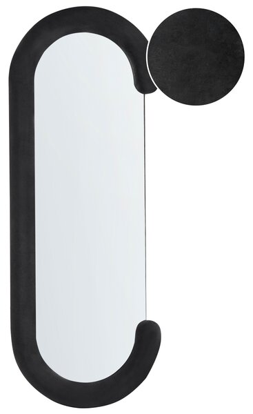 Nástenné zrkadlo čierne MDF zamatový rám sklo 54 x 158 cm oválny tvar závesné na stenu moderný štýl