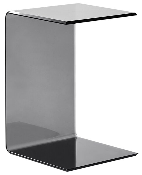 Odkladací stolík čierny priehľadný bezpečnostné sklo 40 x 61 cm obdĺžnikový tvar konzolový moderný glamour štýl obývačka
