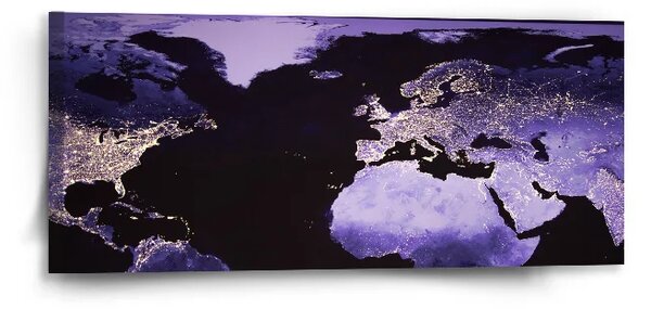 Sablio Obraz Svetelná mapa sveta - 110x50 cm