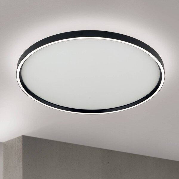 Stropné LED svetlo MASCA, čierne, Ø 60 cm, kov, stmievateľné, Čierna, Obývacia izba / jedáleň, Hliník, Moderný, Závesné svietidlo
