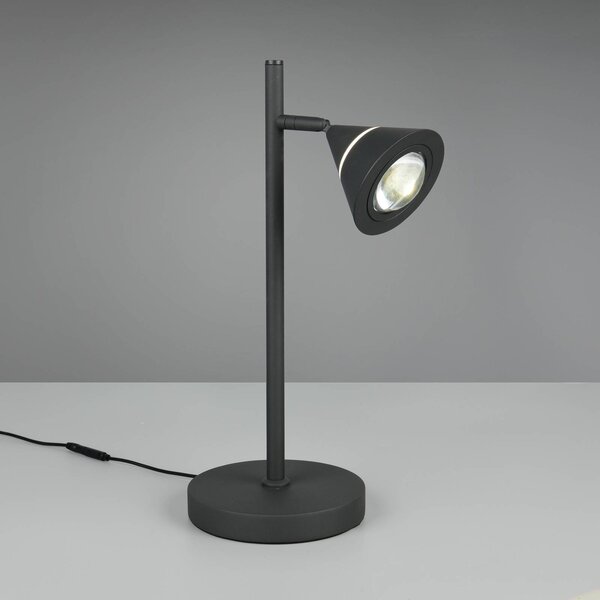 Stolová LED lampa Romeo, výška 40 cm, čierna, kov,, Čierna, Obývacia izba / jedáleň, kov, Moderný