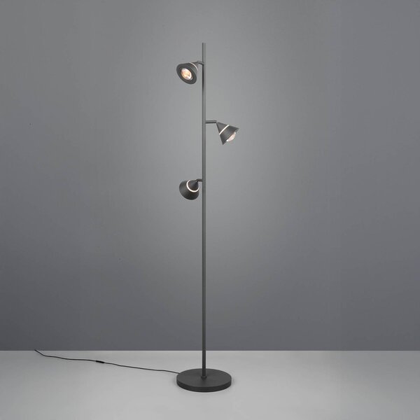 LED stojacia lampa Romeo, výška 150 cm, čierne, kovové, 3-pl., Čierna, Obývacia izba / jedáleň, kov, Moderný