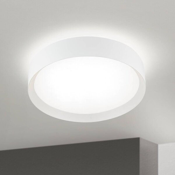 Stropné LED svetlo VARIO, Ø 40 cm, biele, kov, stmievateľné, Biela / opálová, Obývacia izba / jedáleň, kov, Moderný, Závesné svietidlo