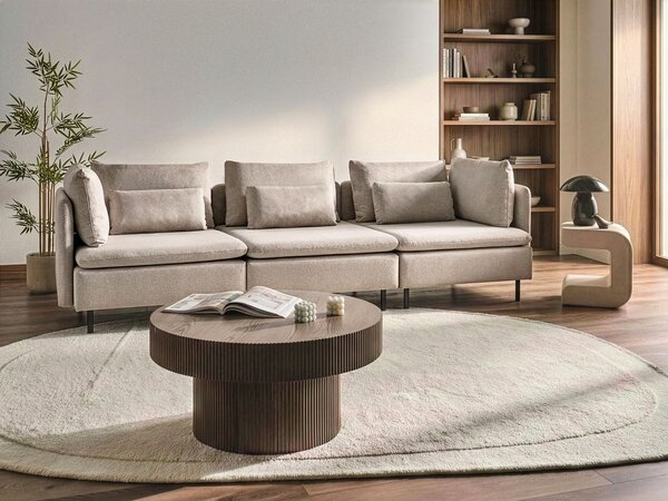 Modulárna 3-miestna pohovka béžová látková moderný dizajn minimalistický štýl