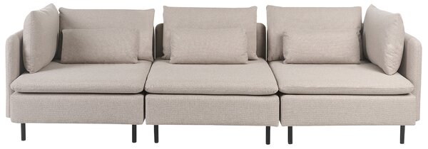 Modulárna 3-miestna pohovka béžová látková moderný dizajn minimalistický štýl