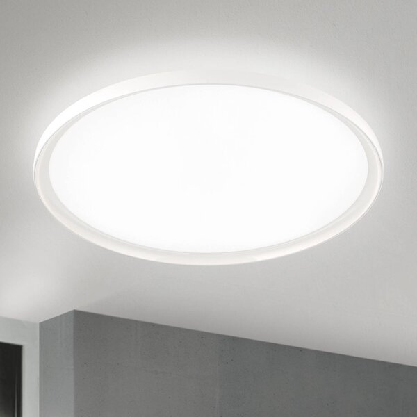 ORION stropné LED svetlo GAMMA, Ø 60 cm, biele, diaľkové ovládanie, stmievateľné, Biela / opálová, Obývacia izba / jedáleň, Hliník, Moderný, Závesné svietidlo