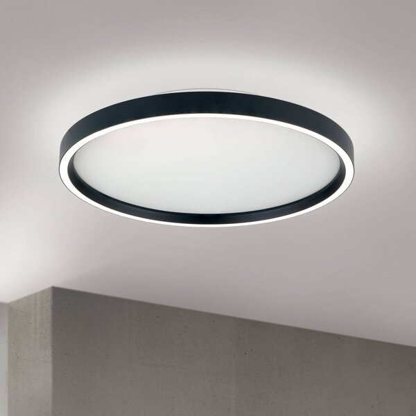 ORION stropné LED svetlo MASCA, čierne, Ø 40 cm, kov, stmievateľné, Čierna, Obývacia izba / jedáleň, Hliník, Moderný, Závesné svietidlo