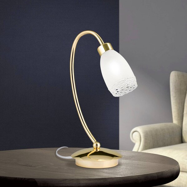 Stolová lampa CARLA, mosadzová farba, výška 32 cm, kov/sklo, Mosadz / zlato, Obývacia izba / jedáleň, kov, Starožitný, Stojacie svietidlo