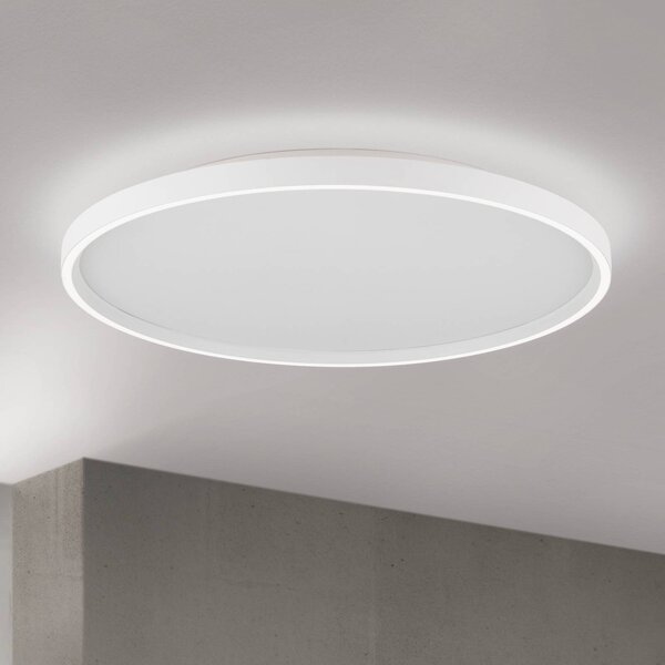 Stropné LED svetlo MASCA, biele, Ø 60 cm, kov, stmievateľné, Biela / opálová, Obývacia izba / jedáleň, Hliník, Moderný, Závesné svietidlo