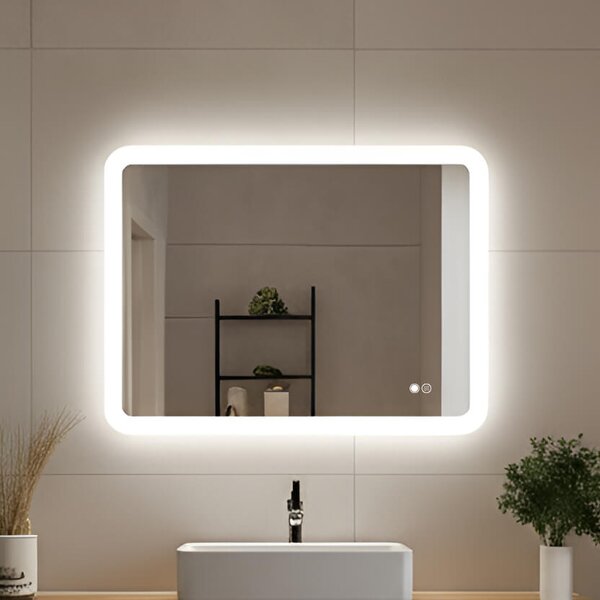 Zaoblené kúpeľňové zrkadlo s LED osvetlením 80x60\100x70\120x70\60x80\70x100\70x120 cm, dvojfarebné, dotykový spínač, vykurovacia podložka