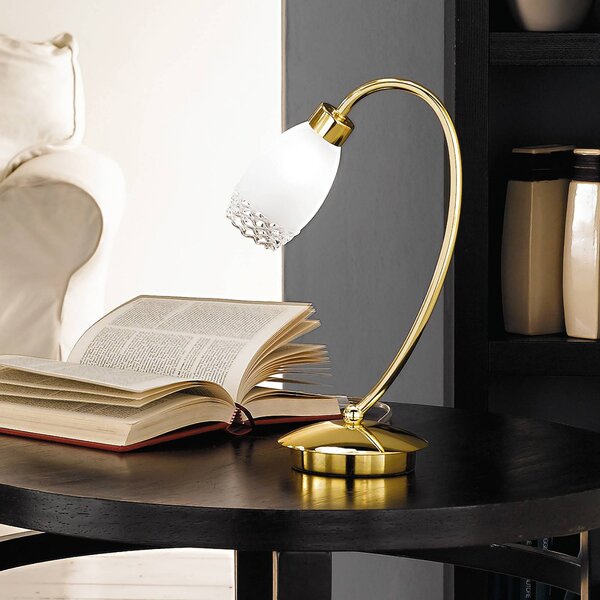 Stolová lampa CARLA, mosadzová farba, výška 32 cm, kov/sklo, Mosadz / zlato, Obývacia izba / jedáleň, kov, Starožitný, Stojacie svietidlo