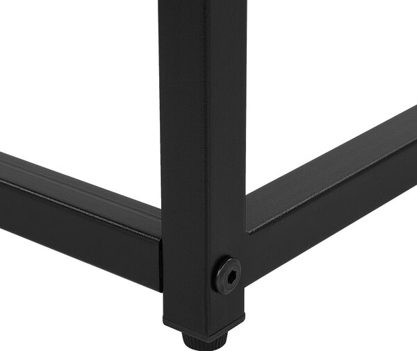 Konzolový stolík tmavé drevo čierna MDF kov 120 x 30 cm obdĺžnikový tvar 2 police úložný priestor industriálny štýl obývačka predsieň