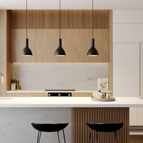 Arcchio závesné svietidlo Cosmina, 1-pl., čierne, kov, Čierna, Kuchyňa, kov, Moderný, Závesné svietidlo