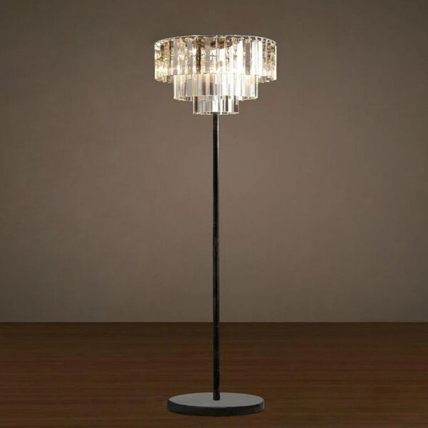 Toolight Toolight, podlahová krištáľová lampa 3xE14 APP925-3F, čierna, OSW-01042