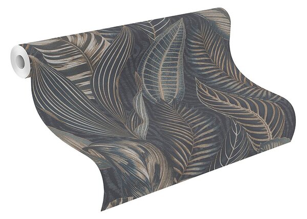 RASCH | Vliesová tapeta na stenu African Queen 751840 | 0,53 x 10,05 m | modrá, bronzová, šedá