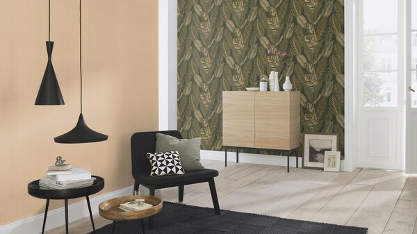RASCH | Vliesová tapeta na stenu African Queen 751826 | 0,53 x 10,05 m | zelená, zlatá, krémová