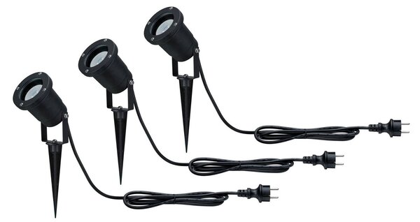Paulmann Special Line LED zemný kolík, sada 3 ks, GU10, Čierna, Hliník, Vonkajše bodové svietidlo / bodateľné do zeme
