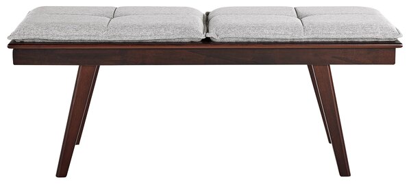 Lavička do predsiene tmavé drevo MDF svetlosivý polyester retro tradičný dizajn