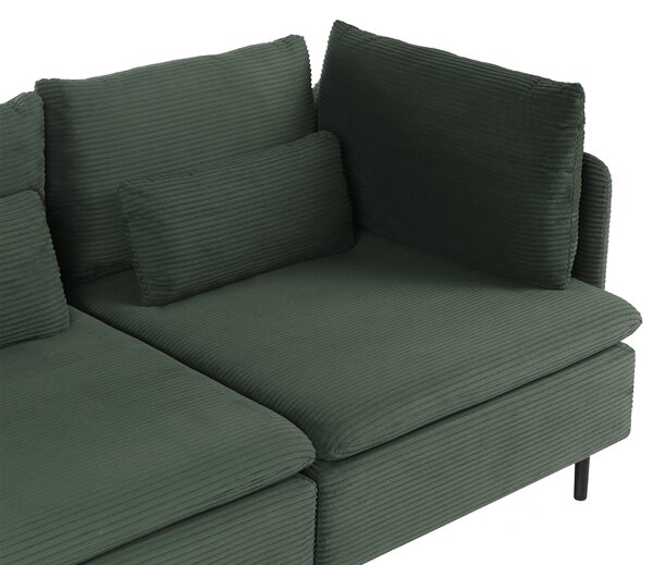 Modulárna 3-miestna pohovka zelená menčestrová moderný dizajn minimalistický štýl