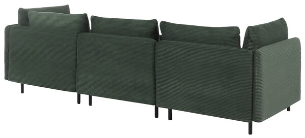 Modulárna 3-miestna pohovka zelená menčestrová moderný dizajn minimalistický štýl