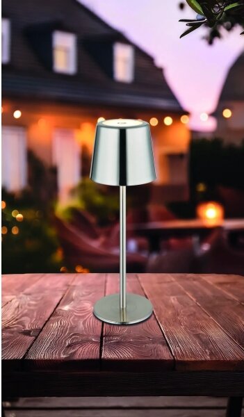 Globo 58482N-LED stmievateľná dotyková nabíjateľná stolová lampa VANCOUVER 2W/3,7V 2200mAh lesklý chróm