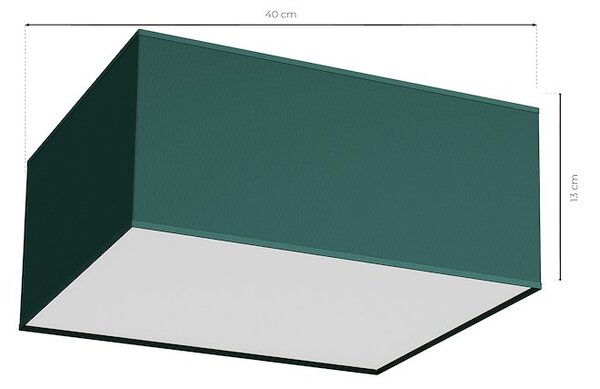Stropné svietidlo Verde Square, 1x zelené textilné tienidlo, (biele plexisklo), (40 cm)