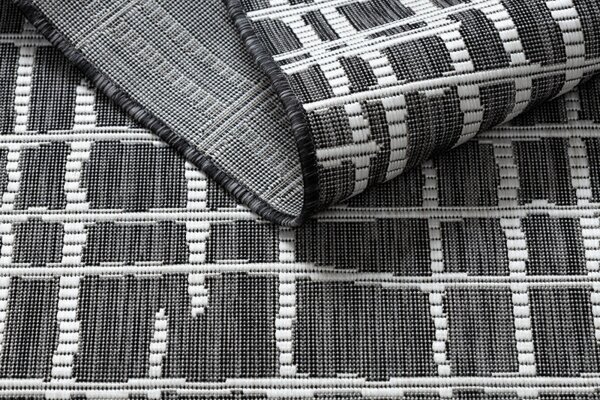 Dywany Łuszczów , Kusový koberec Sion Sisal Trellis 22144 black/ecru – na von aj na doma, 80x150, šedá, chodba / predsieň