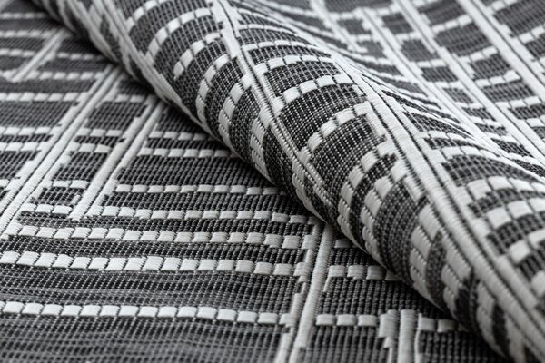 Dywany Łuszczów , Kusový koberec Sion Sisal Trellis 22144 black/ecru – na von aj na doma, 80x150, šedá, chodba / predsieň