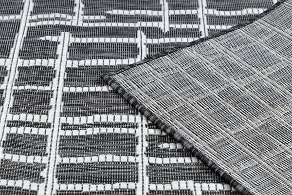 Dywany Łuszczów , Kusový koberec Sion Sisal Trellis 22144 black/ecru – na von aj na doma, 80x150, šedá, chodba / predsieň