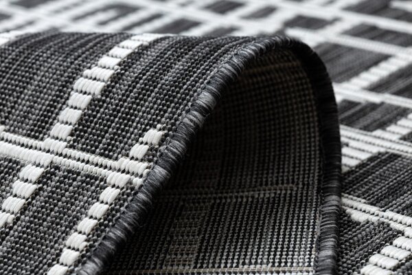 Dywany Łuszczów , Kusový koberec Sion Sisal Trellis 22144 black/ecru – na von aj na doma, 80x150, šedá, chodba / predsieň